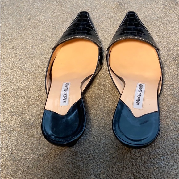 Manolo Blahnik slide black alligator mule - Picture 3 of 9